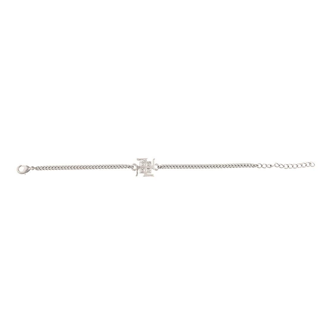 trueBrowns Auspicious Swastik Motif Silver Tone Bracelet Rakhi | Swadesiicart