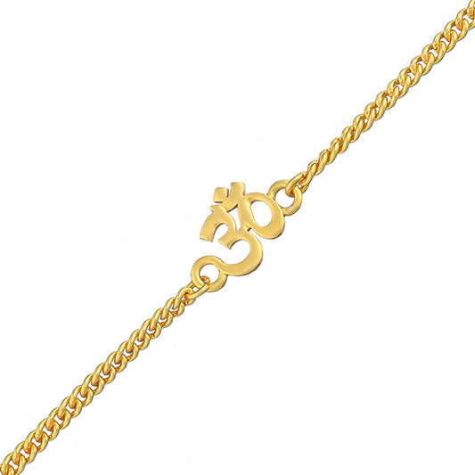 trueBrowns Auspicious Gold Tone Brass Om Bracelet Style Rakhi | Swadesiicart