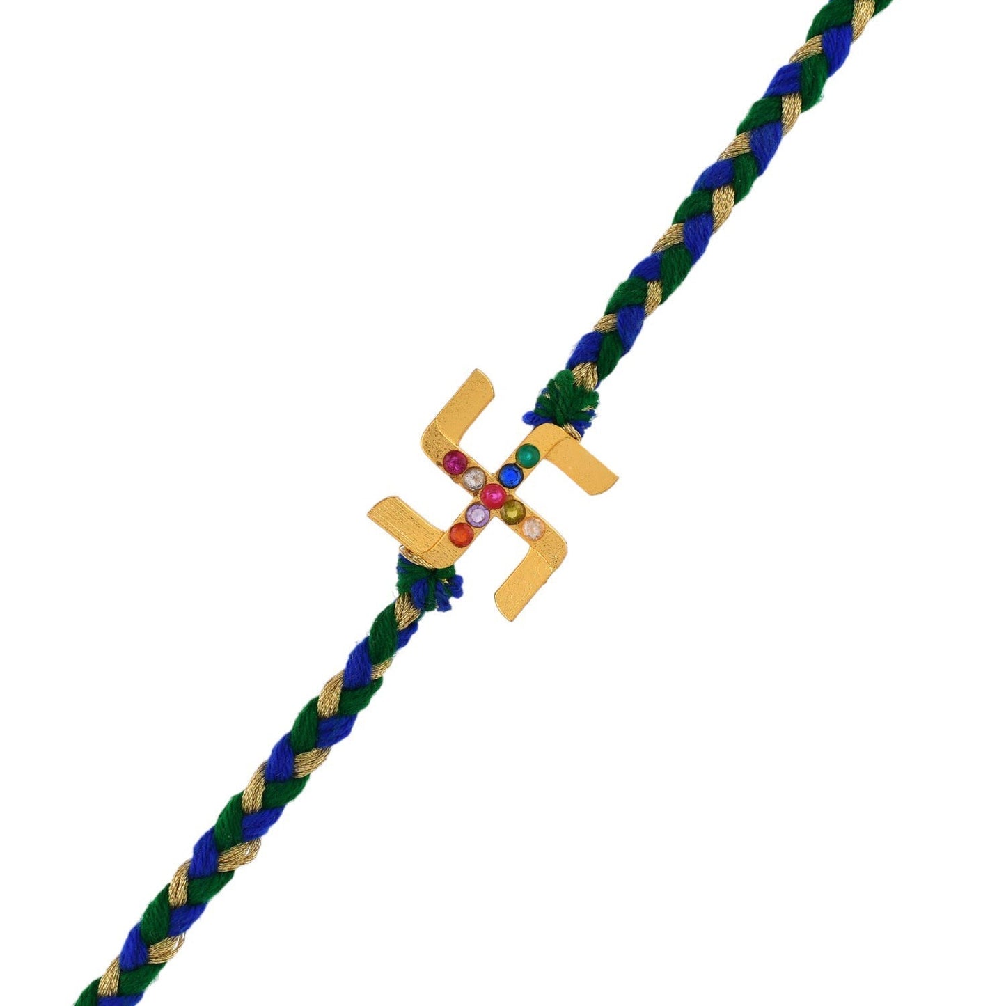 trueBrowns X Voylla Gold Navratan Swastik Rakhi For Brother | Swadesiicart