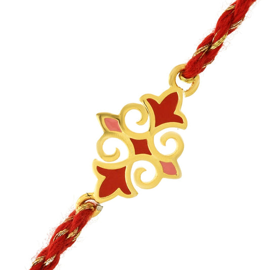 trueBrowns X voylla Sterling Silver Red Gold-Polished Floral Rakhi | Swadesiicart