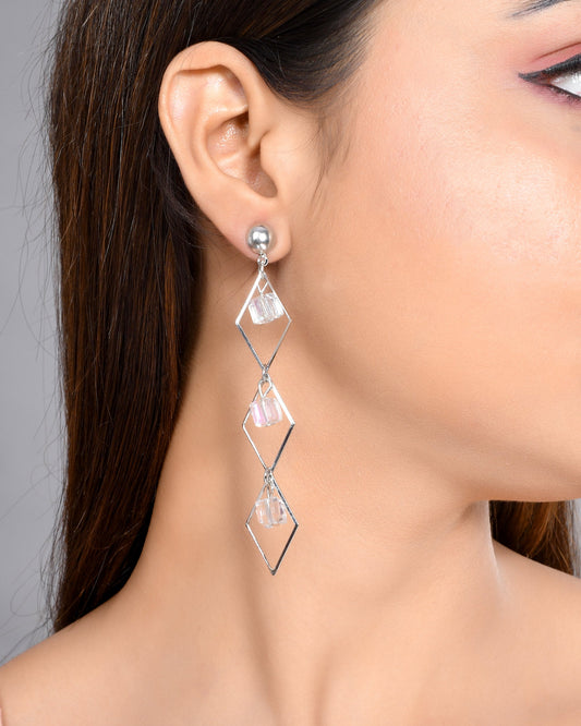 VOJ Women Silver Plated Flower Beads Drop Studs Earrings - VOJ (Valley Of Jewellery)