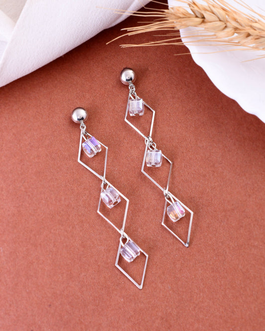 VOJ Women Silver Plated Flower Beads Drop Studs Earrings - Swadesiicart