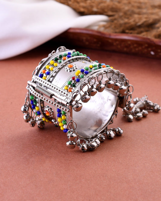 VOJ Women Multicolor Beads Oxidise Cuff Bracelet - Swadesiicart