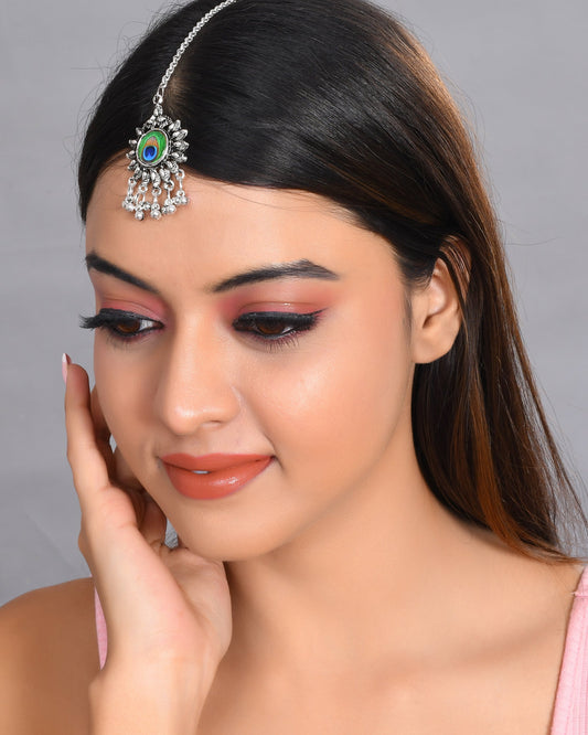 VOJ Women Silver Plated Maang Tikka - Swadesiicart