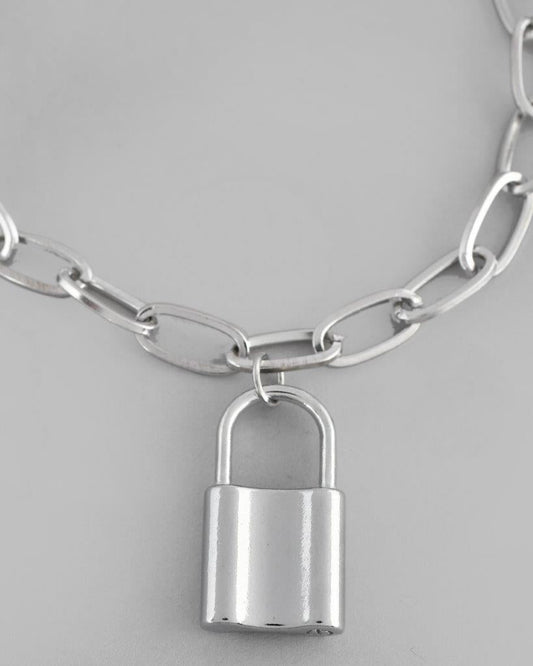 VOJ Mens Silver Plated Lock Bracelet - VOJ (Valley Of Jewellery)