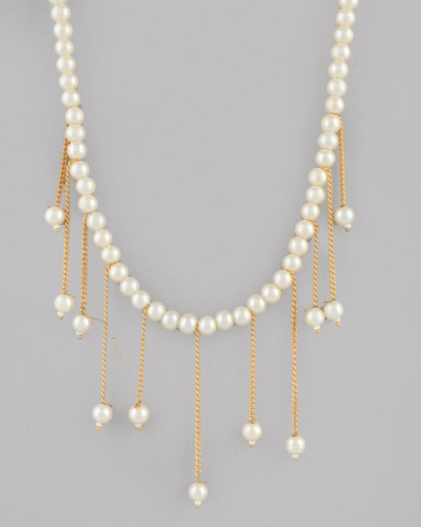 VOJ Gold-Polished Pearl Beads Necklace | Swadesiicart