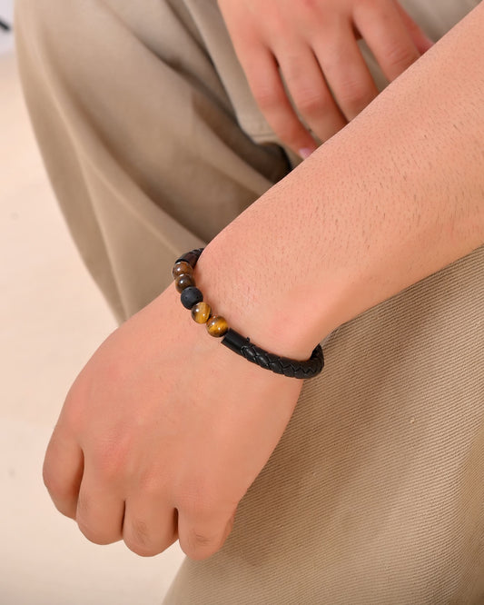 VOJ Men Leather Cuff Bracelet - Swadesiicart