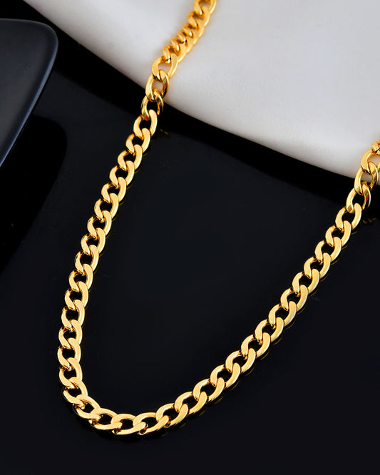 VOJ Gold Polished Stainless Steel Classic Linked Chain For Men - Swadesiicart