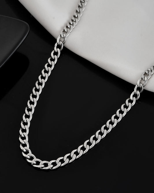 VOJ Silver Plated Stainless Steel Classic Linked Chain For Men - Swadesiicart