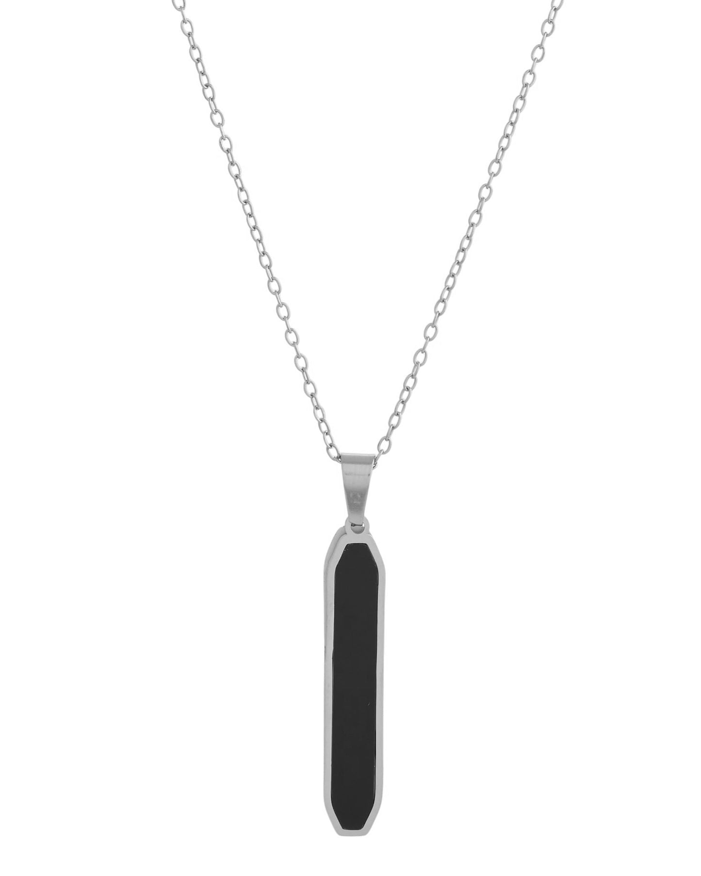 VOJ Men's Stainless Steel Silver Plated Chain With Geometrical Shaped Pendant - Swadesiicart