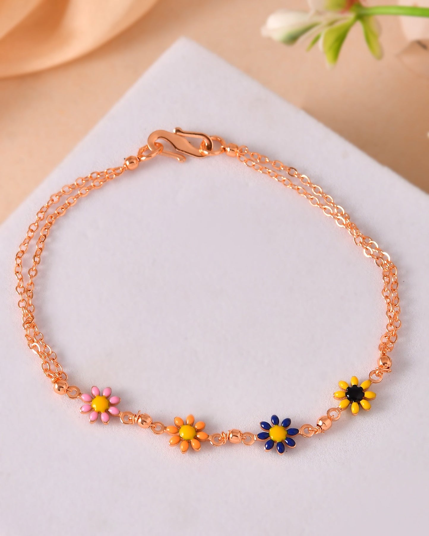 VOJ Rose Gold Polished Floral Shaped Bracelet - Swadesiicart