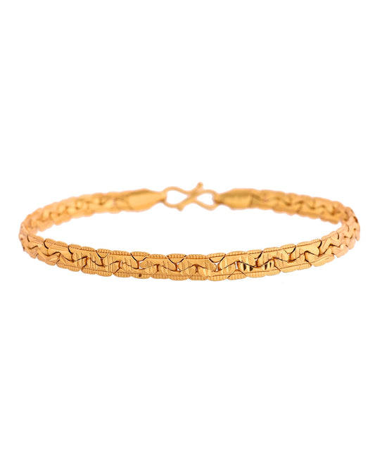 VOJ Gold Polished Designer Handcrafted Bracelet