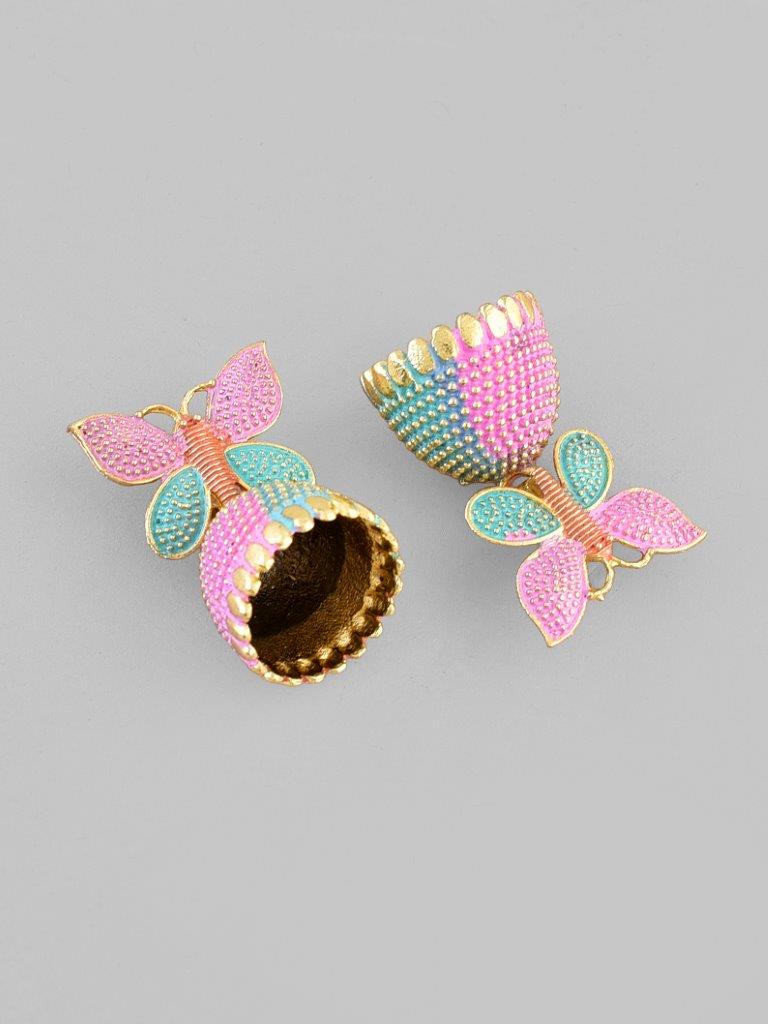 VOJ Multi Color Butterfly Contemporary Jhumka Earrings - Swadesiicart