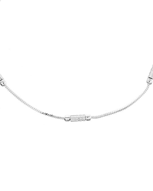 VOJ Set of 2 Silver Plated Pipe Shaped Handcrafted Anklet - Swadesiicart