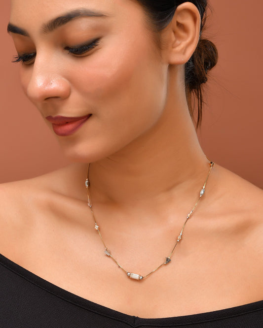 VOJ Stainless Steel Hand Crafted Rose Gold Polished Chain With Beads