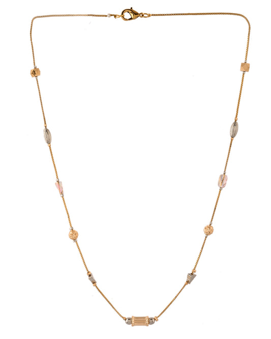 VOJ Stainless Steel Hand Crafted Rose Gold Polished Chain With Beads