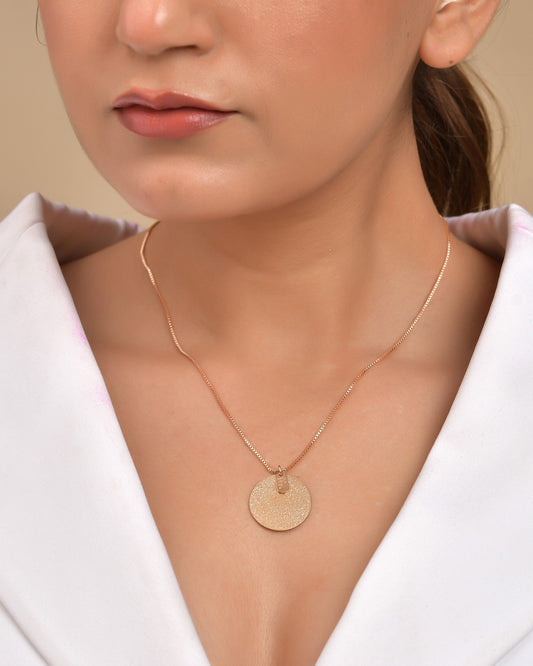 VOJ Gold Polished Chain With Circular Pendant - Swadesiicart