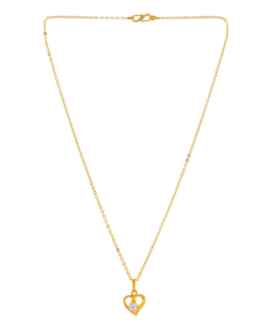 VOJ Gold Polished Chain With Heart Shaped Pendant - Swadesiicart