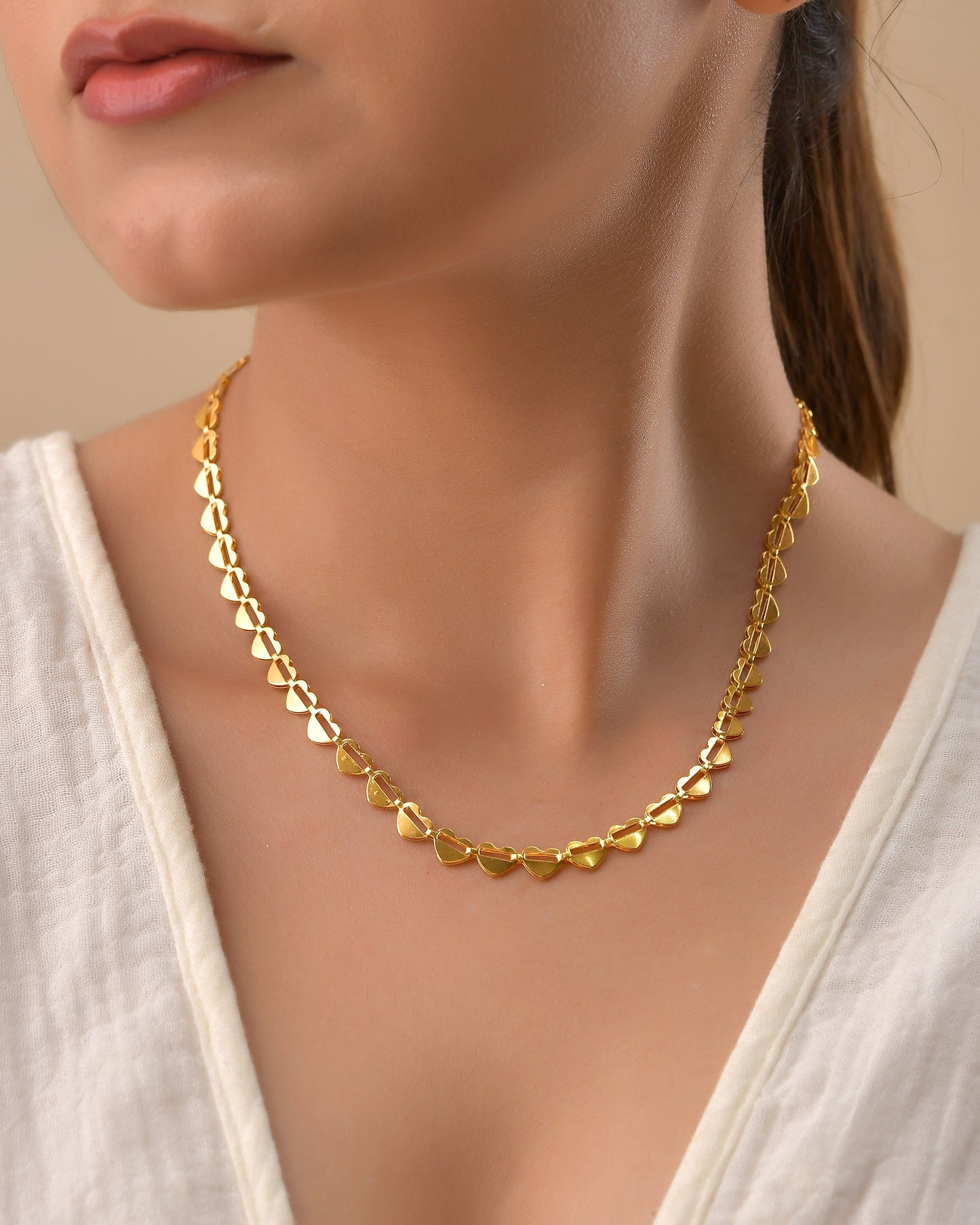 VOJ Heart Shaped Stainless Steel Gold Polished Chain - Swadesiicart
