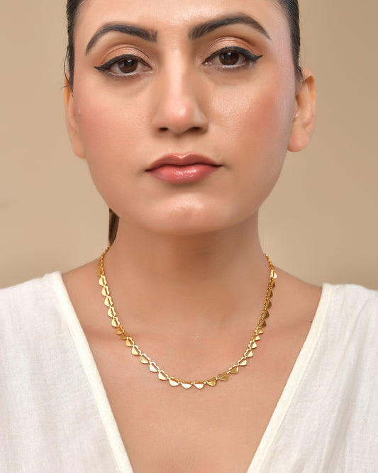 VOJ Heart Shaped Stainless Steel Gold Polished Chain - Swadesiicart