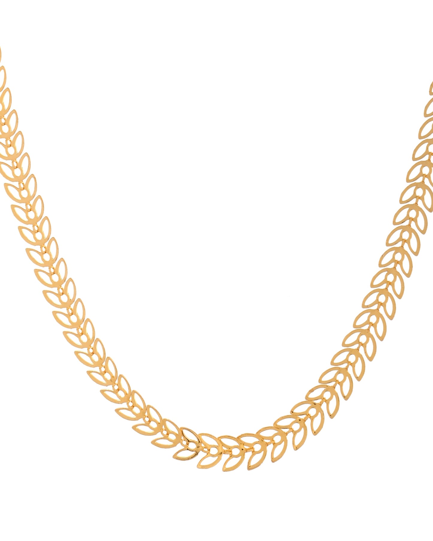VOJ Women Gold Polished Stainless Steel Minimal Leaf Chain - Swadesiicart