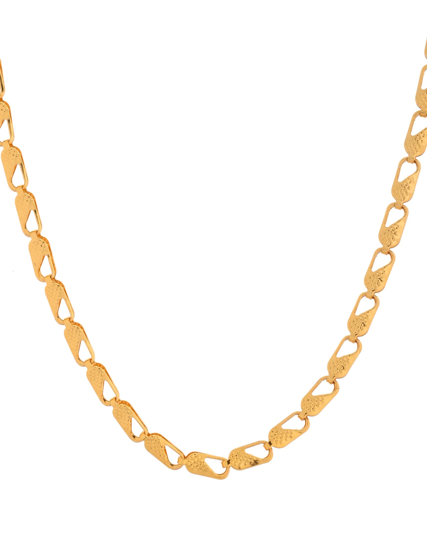 VOJ Gold Polished Biscuit Shaped Minimal Chain - Swadesiicart