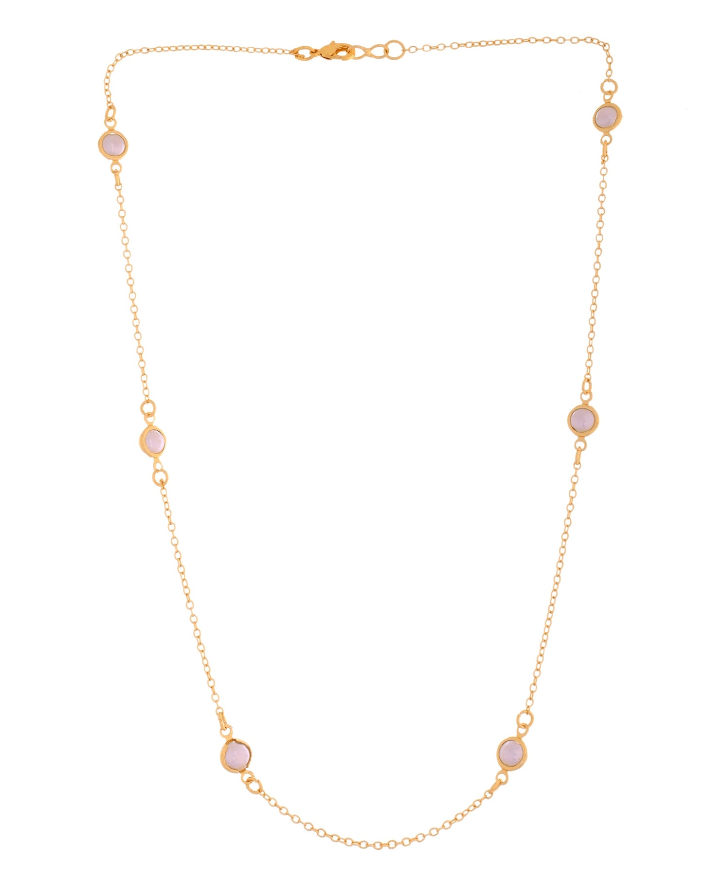 VOJ Gold Polished Women Pearl Studded Stainless Steel Chain - Swadesiicart