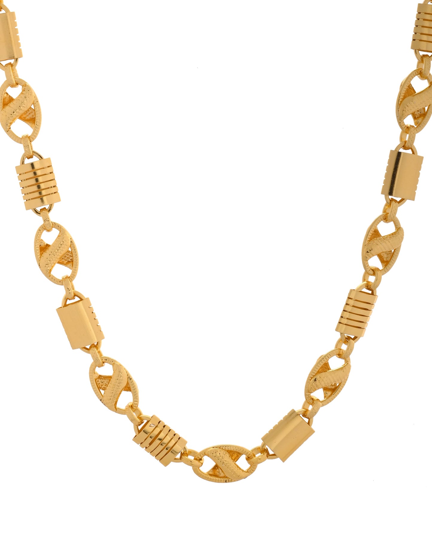 VOJ Men Designer Stainless Steel Gold Polished Chain - Swadesiicart