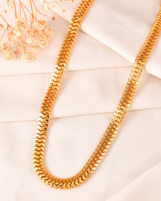 VOJ Stainless Steel Men Gold Polished Thick Chain - Swadesiicart