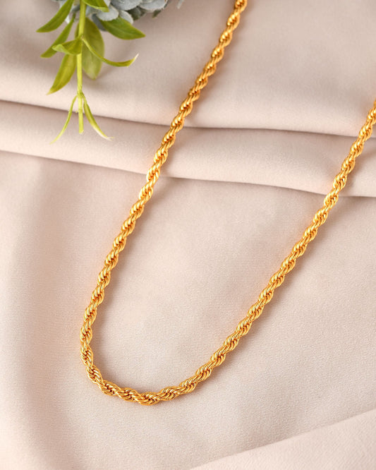 VOJ Gold Polished Twisted Stainless Steel Chain For Men - Swadesiicart