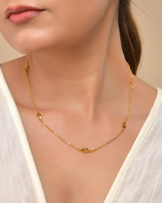 VOJ Gold Polished Minimal Designer Chain For Women - Swadesiicart