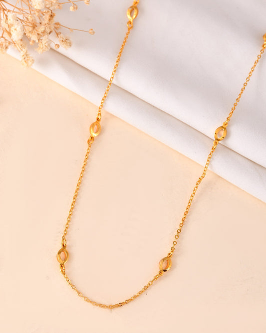VOJ Gold Polished Minimal Designer Chain For Women - Swadesiicart