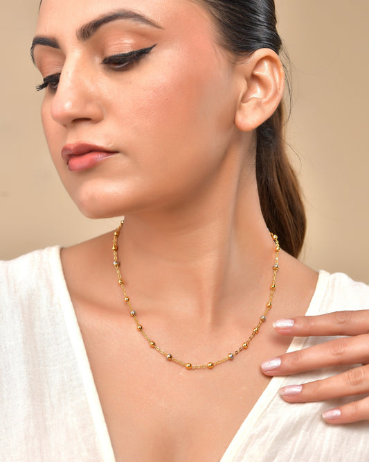 VOJ Stainless Steel Dual Toned Ball Chain For Women - Swadesiicart