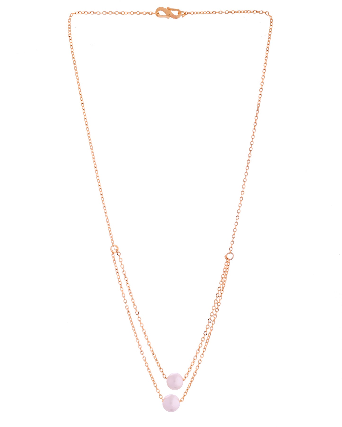 VOJ Gold Polished Pearl Studded Multi Layer Chain - Swadesiicart