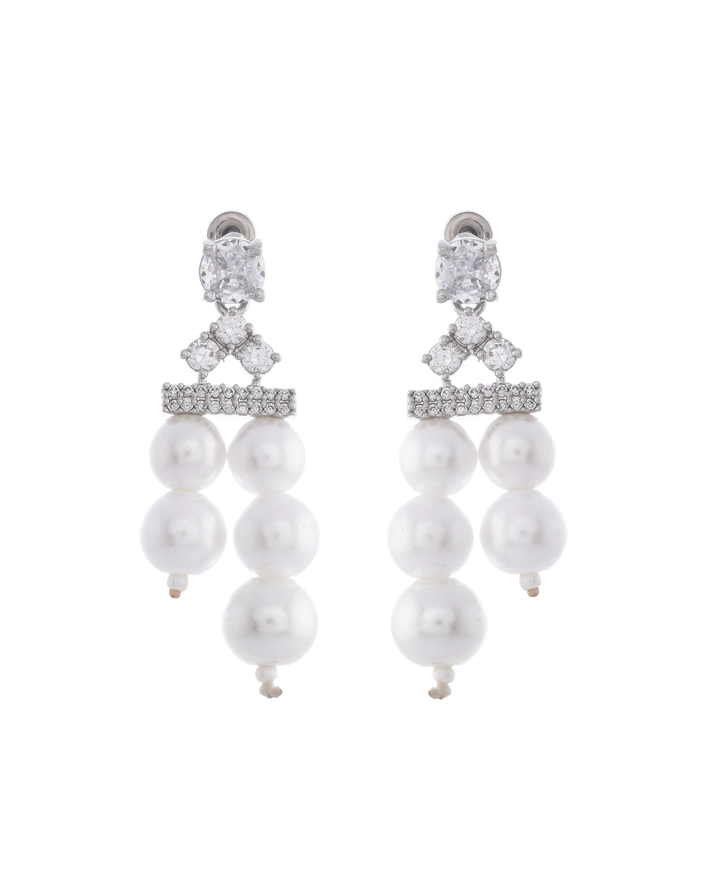 VOJ Silver Plated Pearl & Ad Studded Designer Jewellery Set - Swadesiicart