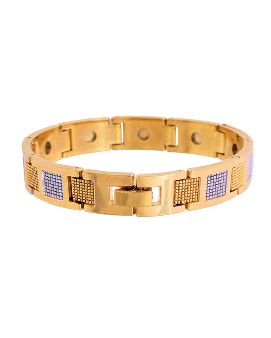 VOJ Men Dual Toned Stylish Stainless Steel Bracelet - Swadesiicart