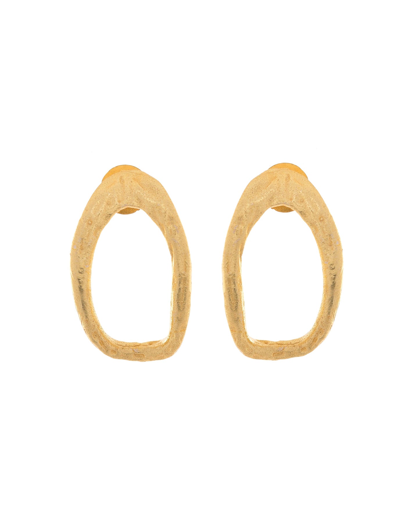 VOJ Gold Polished Anti Tarnished Oval Shaped Studs Earrings - Swadesiicart