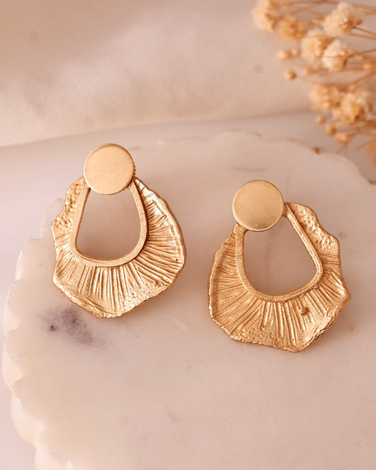 VOJ Gold Polished Anti Tarnished Designer Studs Earrings - Swadesiicart