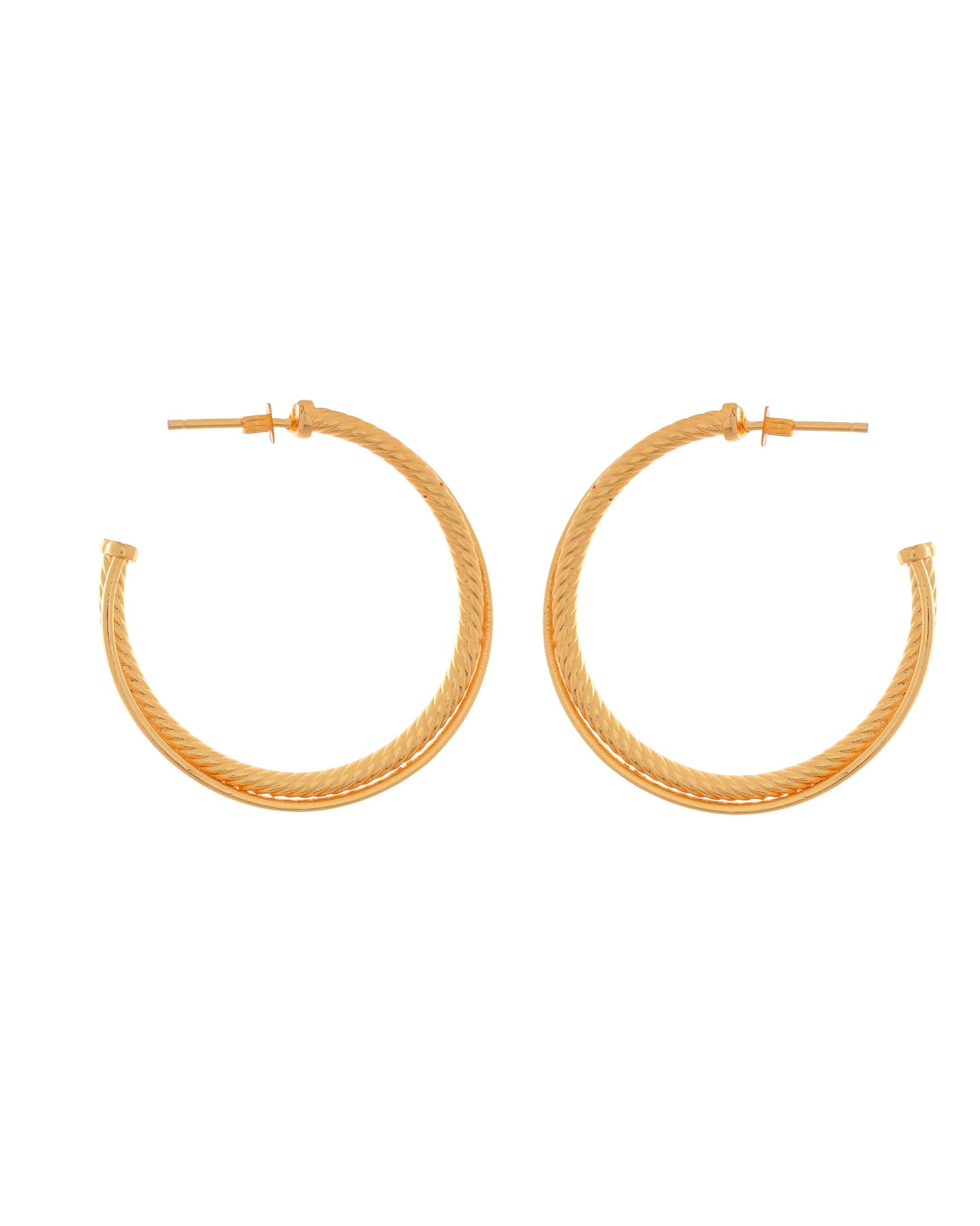 VOJ Gold Polished Anti Tarnished Hoops Earrings - Swadesiicart