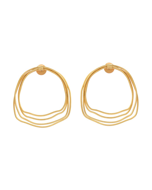 VOJ Gold Polished Anti Tarnished Multi Wired Studs Earrings - Swadesiicart