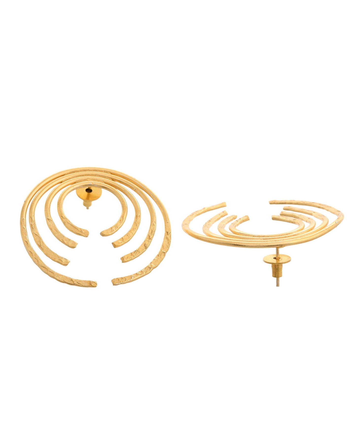VOJ Gold Polished Anti Tarnished Semi Circle Studs Earrings - Swadesiicart