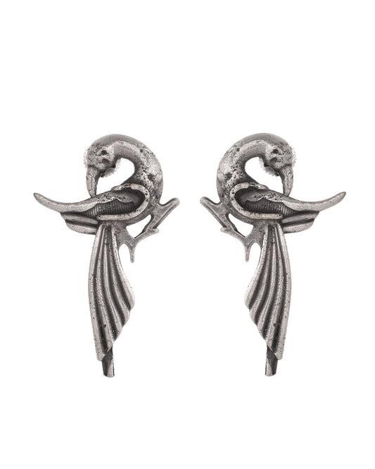VOJ Silver Plated Bird Shaped Designer Studs Earrings - Swadesiicart