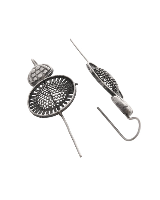 VOJ Silver Plated Circular Shaped Ear Cuff - Swadesiicart