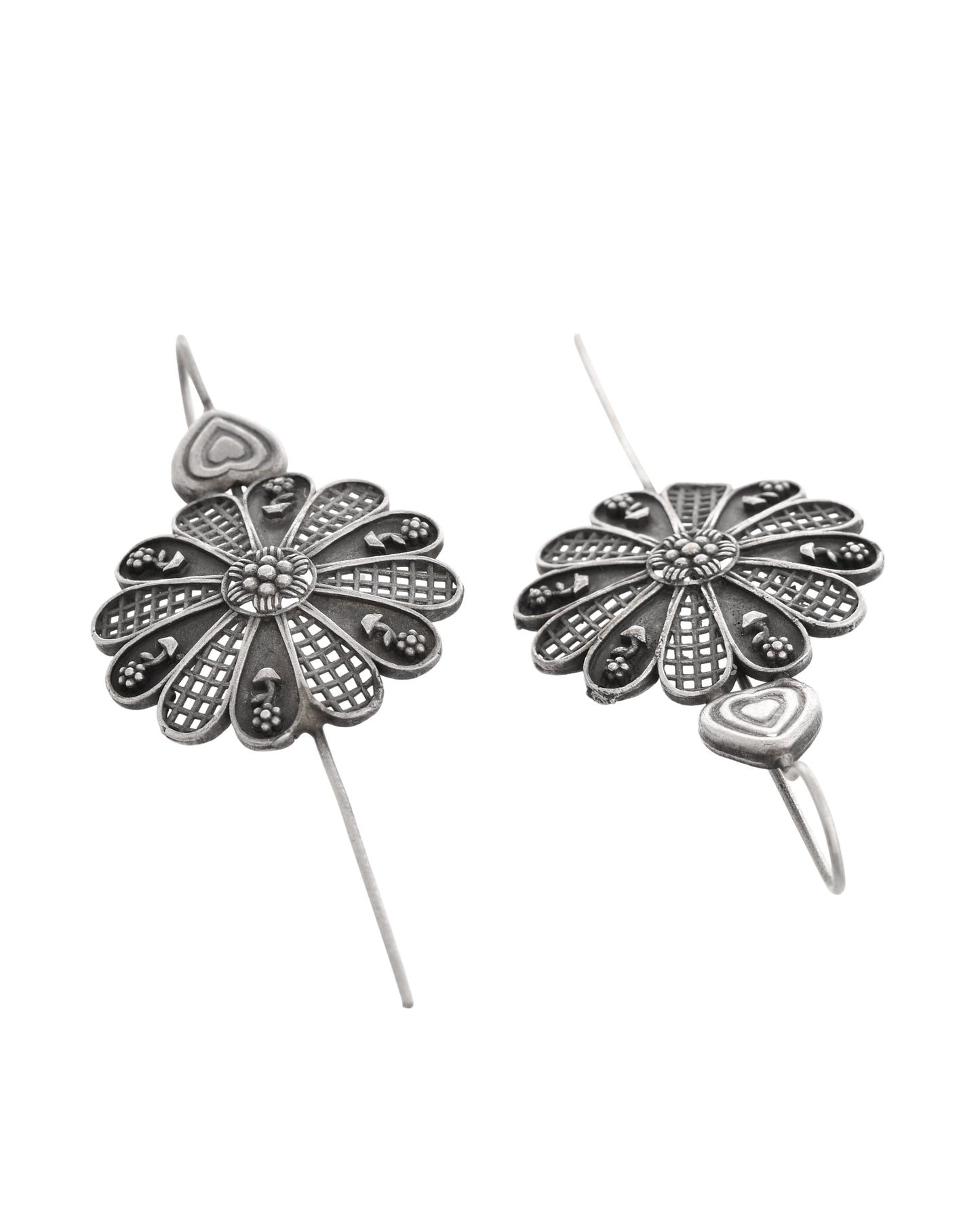 VOJ Silver Plated Flower Shaped Elegant Ear Cuff - Swadesiicart