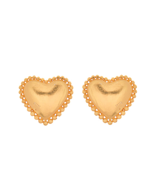 VOJ Gold Polished Heart Shaped Studs Earrings - Swadesiicart