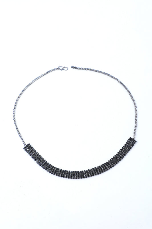 VOJ Black Stone Studded Choker Jewellery Set