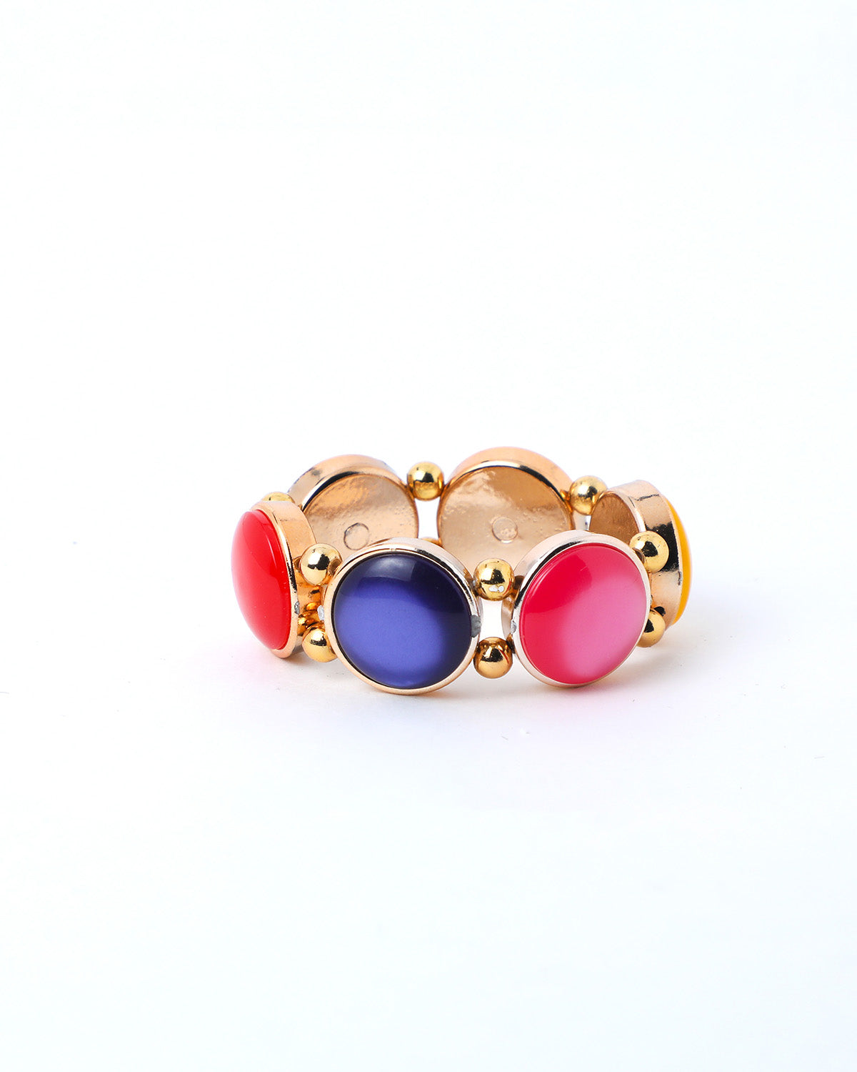 VOJ Gold-Polished With Multi Colored Stone Studded Wraparound Bracelet - Swadesiicart