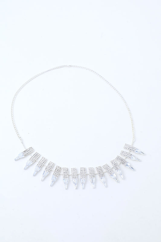 VOJ Silver Plated Stone Studded Necklace And Earring Set