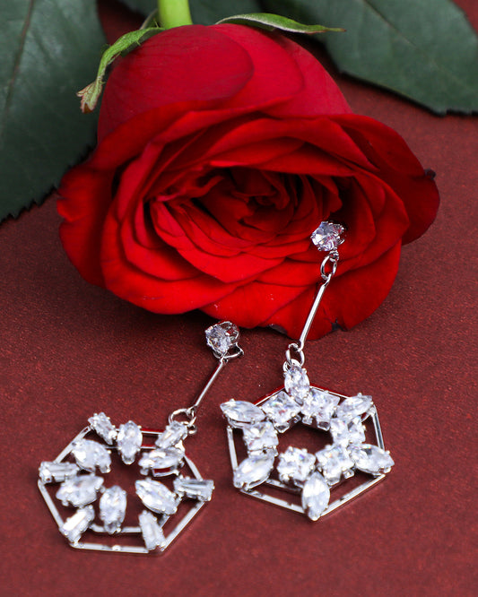 VOJ Silver Plated Stone Studded Circluar Earrings - VOJ (Valley Of Jewellery)