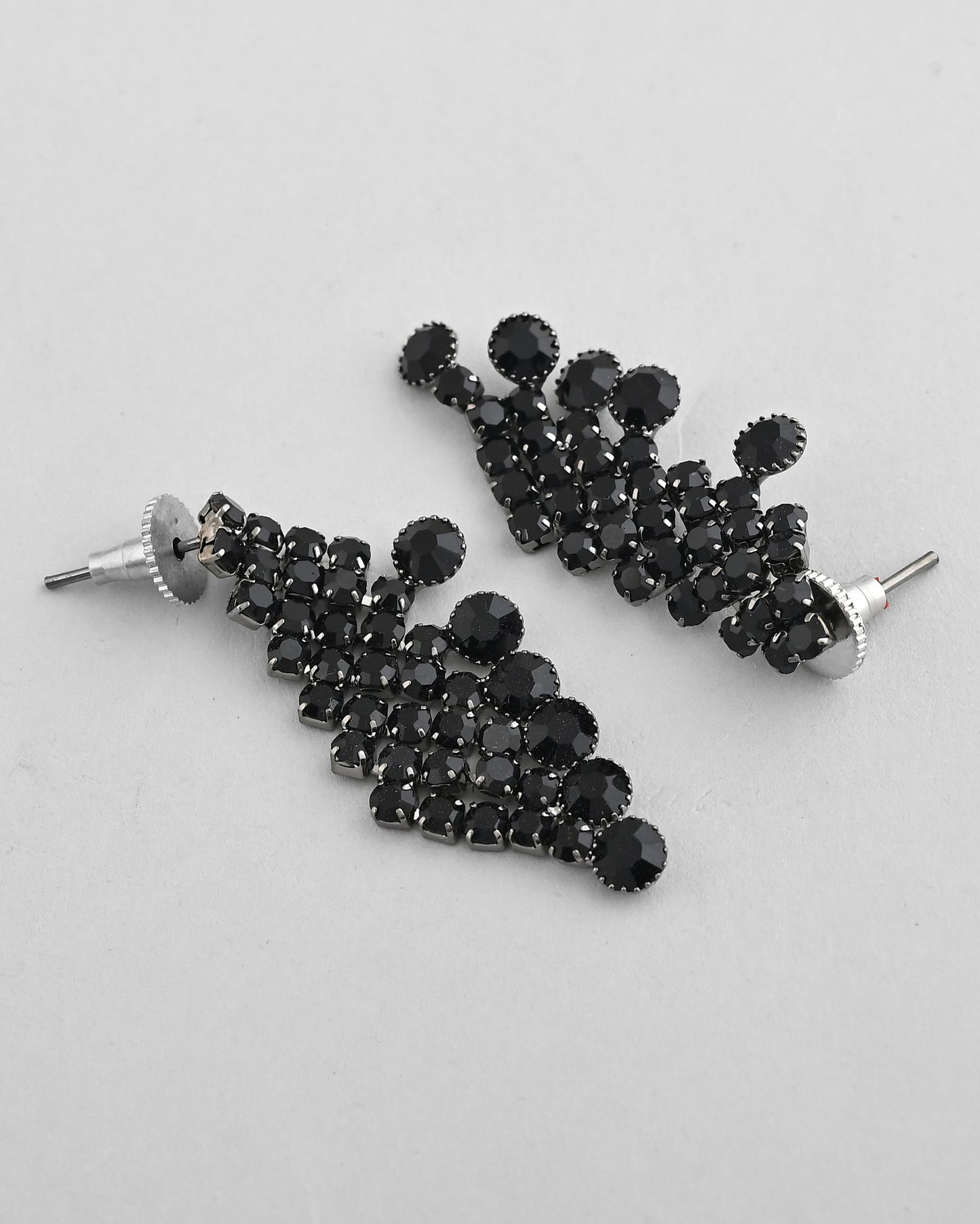 VOJ Black American Diamond Chokar Jewellery Set With Earrings - Swadesiicart